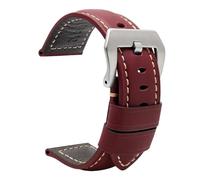 BQAXUREW EDVENA Leather Straps Compatible With Panerai PAM441 386 Watch Accessories Men's Strap 20mm 22mm 24mm 26mm Watch Bands Cowhide Replacement Bracelet(03-red silver,22mm)
