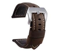 BQAXUREW EDVENA Leather Straps Compatible With Panerai PAM441 386 Watch Accessories Men's Strap 20mm 22mm 24mm 26mm Watch Bands Cowhide Replacement Bracelet(02-Dark brown silver,20mm)