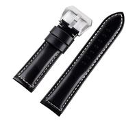 BQAXUREW EDVENA Men's Business Genuine Leather Watch Band Leather Suitable For Panerai Strap 22mm 24mm 26mm Smooth Surface Brown Black(Black silver buckle,22mm)
