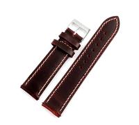 BQAXUREW EDVENA Oil Wax Genuine Leather Watch Straps 16mm 18mm 19mm 20mm 21mm 22mm 24mm Cowhide Watchbands(Red,21mm)