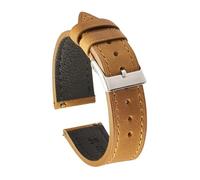 BQAXUREW EDVENA Retro Crazy Horse Leather Watchband 18mm 19mm 20mm 21mm 22mm Black Blue Brown Watch Strap Quick Release Wristband(Light brown,20mm)