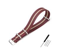 BQAXUREW EDVENA Ribbed Watch Strap 16mm 20mm 22mm 18mm 19mm 24mm Rugged Nylon Straps Retro Watchband Braid Ballistic Fabric Bands(Burgundy Khaki,18mm)