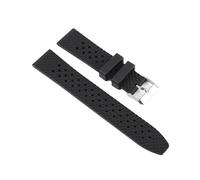 BQAXUREW EDVENA Rubber Watch Strap Dive Water Proof Watchband 18mm 20mm 22mm Watch Band Quick Release Sport Wristband(Black silver buckle,20mm)