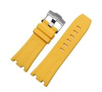 BQAXUREW EDVENA Sports Waterproof Rubber Silicone Strap Compatible With Audemars And Piguet Watch Strap AP Royal Oak 15706 15707 26020 26170 Watch Band 28mm(Yellow-Steel-K14,30x24mm)