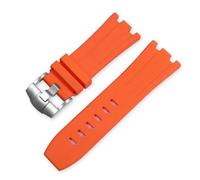 BQAXUREW EDVENA Sports Waterproof Rubber Silicone Strap Compatible With Audemars And Piguet Watch Strap AP Royal Oak 15706 15707 26020 26170 Watch Band 28mm(Orange-Steel-K14,30x24mm)