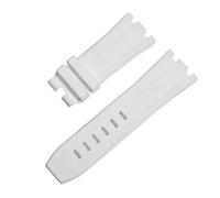 BQAXUREW EDVENA Sports Waterproof Rubber Silicone Strap Compatible With Audemars And Piguet Watch Strap AP Royal Oak 15706 15707 26020 26170 Watch Band 28mm(White-no buckle,30x24mm)