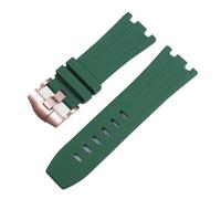 BQAXUREW EDVENA Sports Waterproof Rubber Silicone Strap Compatible With Audemars And Piguet Watch Strap AP Royal Oak 15706 15707 26020 26170 Watch Band 28mm(Army Green-Rose-K14,30x24mm)