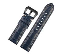 BQAXUREW EDVENA Waterproof Watch Band Compatible With Panerai PAM688 441/1313 Cowhide Leather Men's Blue Watch Strap Accessories 22MM 24mm 26mm(Blue-black,26mm)