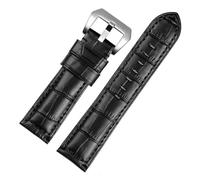 BQAXUREW EDVENA Waterproof Watch Band Compatible With Panerai PAM688 441/1313 Cowhide Leather Men's Blue Watch Strap Accessories 22MM 24mm 26mm(Black-silver,22mm)