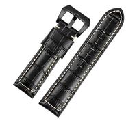BQAXUREW EDVENA Waterproof Watch Band Compatible With Panerai PAM688 441/1313 Cowhide Leather Men's Blue Watch Strap Accessories 22MM 24mm 26mm(B black-black,20mm)