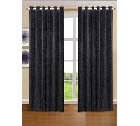 BQC Black Velvet Curtains 66 x 90 Inch - Super Soft Polyester Ring Top Eyelet Curtains For Bedroom and Living Room - Luxury Thermal Insulated Window Curtains, Set Of 2 Panels With Tie Backs