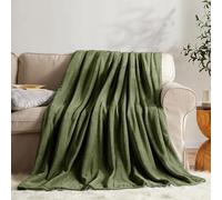 BQC Green Fleece Throw Blanket For Sofa Single Size 130 x 150 cm - Luxury Super Soft Microfiber Sofa Throws For Bed and Couch - Lightweight Shrinkage and Fade Resistant Home Decor Blanket