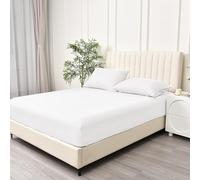 BQC White Fitted Sheet Super King Size 180 x 200 cm - Deep Pocket 12 Inch (30cm) - Soft Easy Care Brushed Microfiber Plain Bed Sheet - Hotel Quality Shrinkage and Fade Resistant Bedding