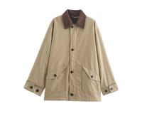 BQDCQB Womens Oversized Barn Jacket Button Down Canvas Jacket Corduroy Lapel Collar Fall Fashion 2025 Trendy Outwear, Khaki, M