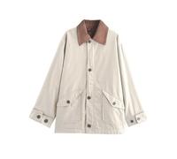 BQDCQB Womens Oversized Barn Jacket Button Down Canvas Jacket Corduroy Lapel Collar Fall Fashion 2025 Trendy Outwear, Beige, Medium