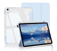 BQDIYOO Case for iPad A16 11th/10th Generation Case 11/10.9 Inch, Blue | With Pen Holder, Transparent Hard Shell on The Back, Auto Sleep/Wake