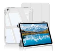 BQDIYOO Case for iPad A16 11th/10th Generation Case 11/10.9 Inch, Grey | With Pen Holder, Transparent Hard Shell on The Back, Auto Sleep/Wake