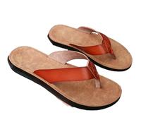 BQDPYZBD Slippers Men's Flip-flops, Slippers, Outdoor Sandals, Cross-border Plus Size Soft-soled Beach Shoes-yellow Brown-39