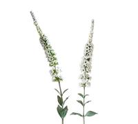 BQEE 2pcs Artificial Botanic Foxglove Flowers, Fake Silk Plastic Plant Arrangement for Home, Office, Indoor Decor (White)