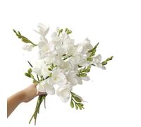 BQEE 2pcs Artificial Freesia Flowers, 23.6 inches Tall, Lifelike Silk Flowers Home Office Wedding Decoration (White)