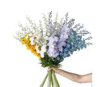BQEE 3PCS Artificial Larkspur Flower Long Stem Delphinium Floral Silk Flowers for Home DIY Decor (White)