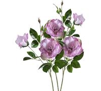 BQEE 3pcs Artificial Silk 2 Heads Rose Flower 31.5 in Height Realistic Rose Wedding Home Kitchen Decoration (Purple)
