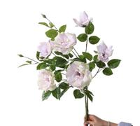 BQEE 3pcs Artificial Silk 2 Heads Rose Flower 31.5 in Height Realistic Rose Wedding Home Kitchen Decoration (light purple)