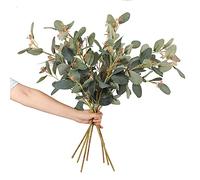 BQEE 3PCS Real Touch Leaf Artificial Eucalyptus Long Stems 28" Tall Plant Branches for Floral Arrangement Vase Bouquets Wedding Greenery Decor (Green)