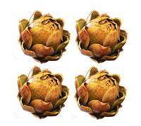 BQEE 4pcs Artificial Artichoke Realistic Decorative Vegetables for Hand Made Home, Kitchen, Party Decor (Yellow, Small)
