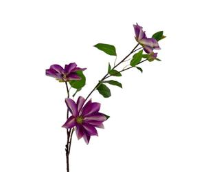 BQEE Artificial Clematis Vine, 33.8 Inches Long, Realistic Silk Flowers and Greenery, Wedding and Wreath Decor, Faux Floral Garland for Home and Event Decoration (Purple)