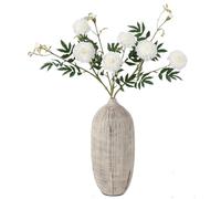 BQEE Artificial Marigold Flowers, Buddhism Flowers, Set of 3 Thai Indian Decoration,Flowers Decor for Diwali,for Garden Porch Room Home Decor (White)