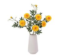 BQEE Artificial Marigold Flowers, Buddhism Flowers, Set of 3 Thai Indian Decoration,Flowers Decor for Diwali,for Garden Porch Room Home Decor (Orange)