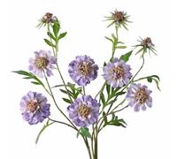 BQEE Artificial Scabiosa Atropurpurea Flowers, 3 Pieces Silk Faux Flower, 23.6 in Height Long Stem Fake Plant for Home Wedding Restaurant Hotel Decoration (Purple)