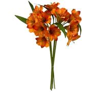 BQEE Artificial Wild Lily Bouquet, 42cm Silk Flowers, Real Touch Faux Lilies for Wedding, Home & Restaurant Decor, Multiple Colors Available (Orange)