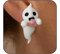 BQKBX Halloween Ghost Earrings Luminous Ghost Earrings For Women Halloween Glow In The Dark Spooky Charm Earring Necklace,Halloween Jewelry Gifts for Women Man Jewelry Gift, Resin, Amazonite