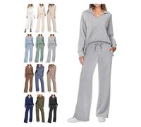 BQLFPOIHP Constituent Clothing,Constituent Travel Outfit,Women's 2 Piece Sets Outfits Casual Long Sleeve Sweatsuits Sets(Light Grey,L)