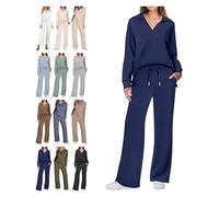 BQLFPOIHP Constituent Clothing,Constituent Travel Outfit,Women's 2 Piece Sets Outfits Casual Long Sleeve Sweatsuits Sets(Dark Blue,L)