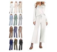 BQLFPOIHP Constituent Clothing,Constituent Travel Outfit,Women's 2 Piece Sets Outfits Casual Long Sleeve Sweatsuits Sets(White,L)