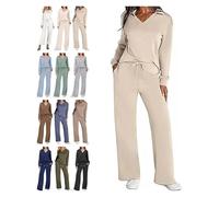 BQLFPOIHP Constituent Clothing,Constituent Travel Outfit,Women's 2 Piece Sets Outfits Casual Long Sleeve Sweatsuits Sets(Light Khaki,2XL)