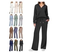 BQLFPOIHP Constituent Clothing,Constituent Travel Outfit,Women's 2 Piece Sets Outfits Casual Long Sleeve Sweatsuits Sets(Black,XS)