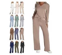 BQLFPOIHP Constituent Clothing,Constituent Travel Outfit,Women's 2 Piece Sets Outfits Casual Long Sleeve Sweatsuits Sets(Dark Khaki,S)