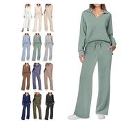 BQLFPOIHP Constituent Clothing,Constituent Travel Outfit,Women's 2 Piece Sets Outfits Casual Long Sleeve Sweatsuits Sets(Light Green,2XL)