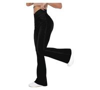 BQLFPOIHP Stretchy Jeans High Waisted Crossover, High Waisted Crossover Pocket Stretchy Casual Flare Jeans(Black,L)