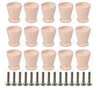 BQLZR 15PCS Tapered Pull Handle Natural Wooden Mushroom Cabinet Closet Drawer Knobs