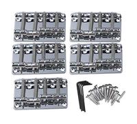 BQLZR 19mm Space Chrome Metal 4-String Vintage Bridge Tailpiece for Bass Replacement Parts Pack of 5