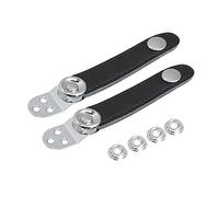 BQLZR 7.8x2.2cm Black Leather Accordion Bellows Straps with Metal Extension Film 4 Buckle Fit for Accordion