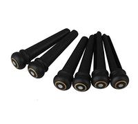 BQLZR Black Ebony Acoustic Guitar Bridge End Pins With White Pearl Dot and Brass Circle Skirt Pack of 6