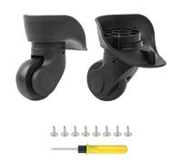 BQLZR Black Luggage Wheels Replacement Plastic Left and Right Rotatable Luggage Suitcase Wheels with 4 Holes Hole Pitch (3.3 cm/3.9 cm/4.5 cm/3 cm), Black, 9 x 9.6 x 4.8 cm, Swivel Wheels for Luggage
