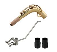 BQLZR Brass Alto Saxophone Curved and 2pcs Alto Sax Plug Marching Spectrum Clip