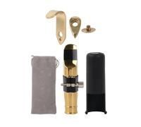 BQLZR Gold Plated Tenor Sax Mouthpiece 6# Clamp Kit for Jazz Pop with Thumb Hook Rest